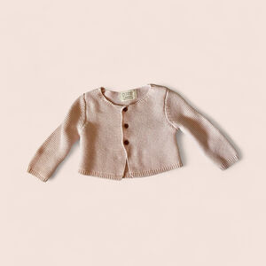 Baby Primark Cares Pink Knit Sweater with Brown Buttons 0-3 Months